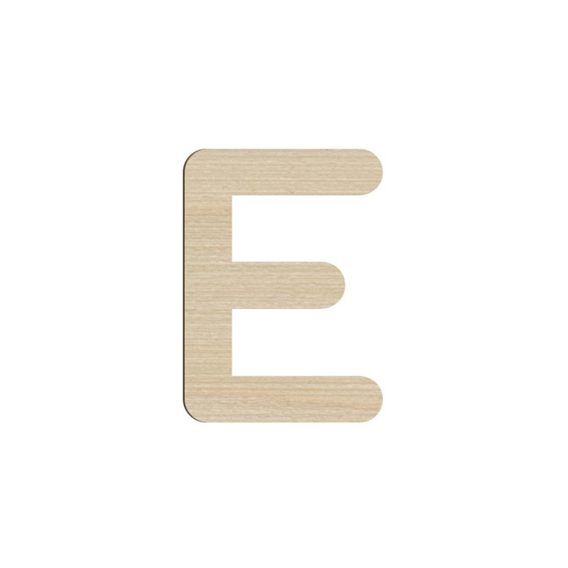 Lettre E en bois - 5, 8 ou 12 cm
