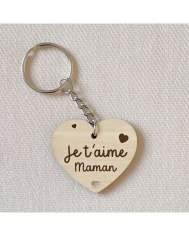 Porte-clés Cœur En Bois Gravé Personnalisable - Cadeau Future Maman, Tata, Marraine - "Tu Vas être Une Maman Qui Déchire" - Fabrication Française